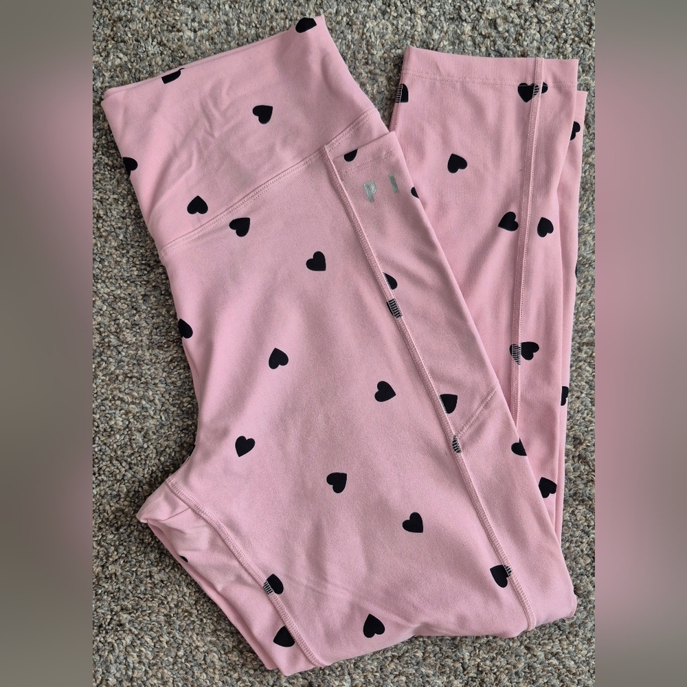 PINK Victoria's Secret Women's Leggings with Black Hearts